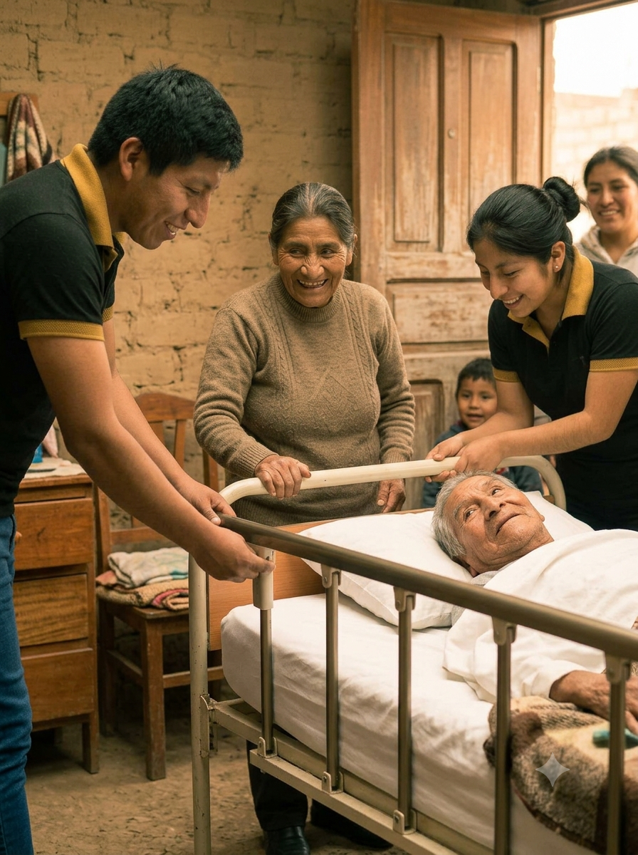 Cama clínica en buen estado lista para donar