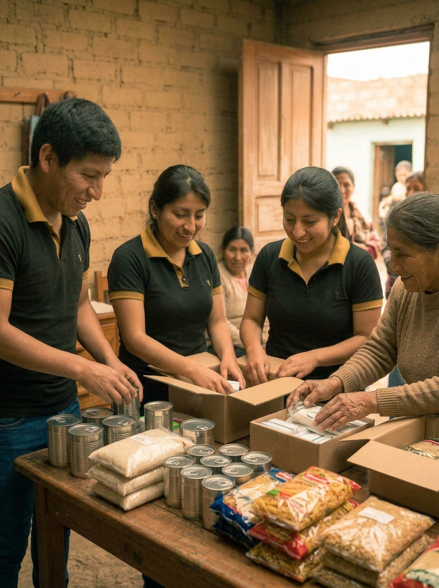 Alimentos no perecederos sellados listos para donar