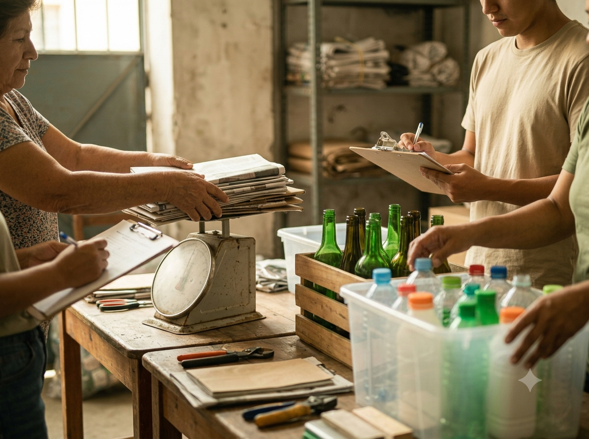 Movilidad de Dar es Dar recogiendo materiales reciclables
