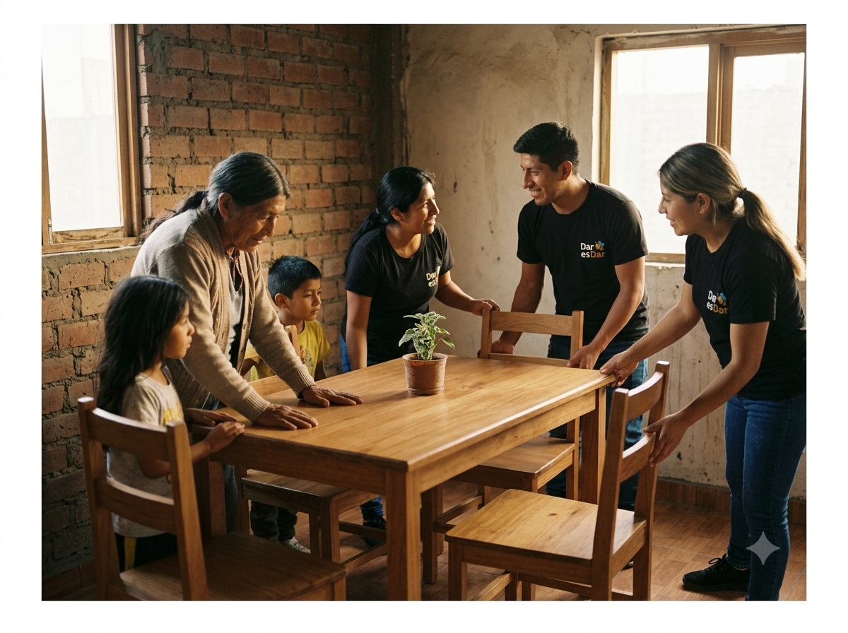 Voluntarios de Dar es Dar recolectando muebles en Lima
