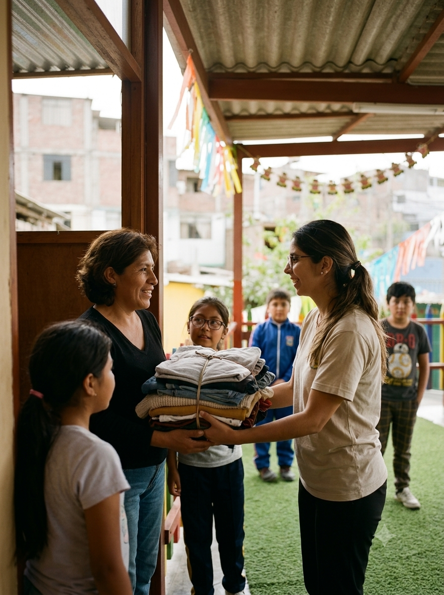 Caja con ropa lista para donar