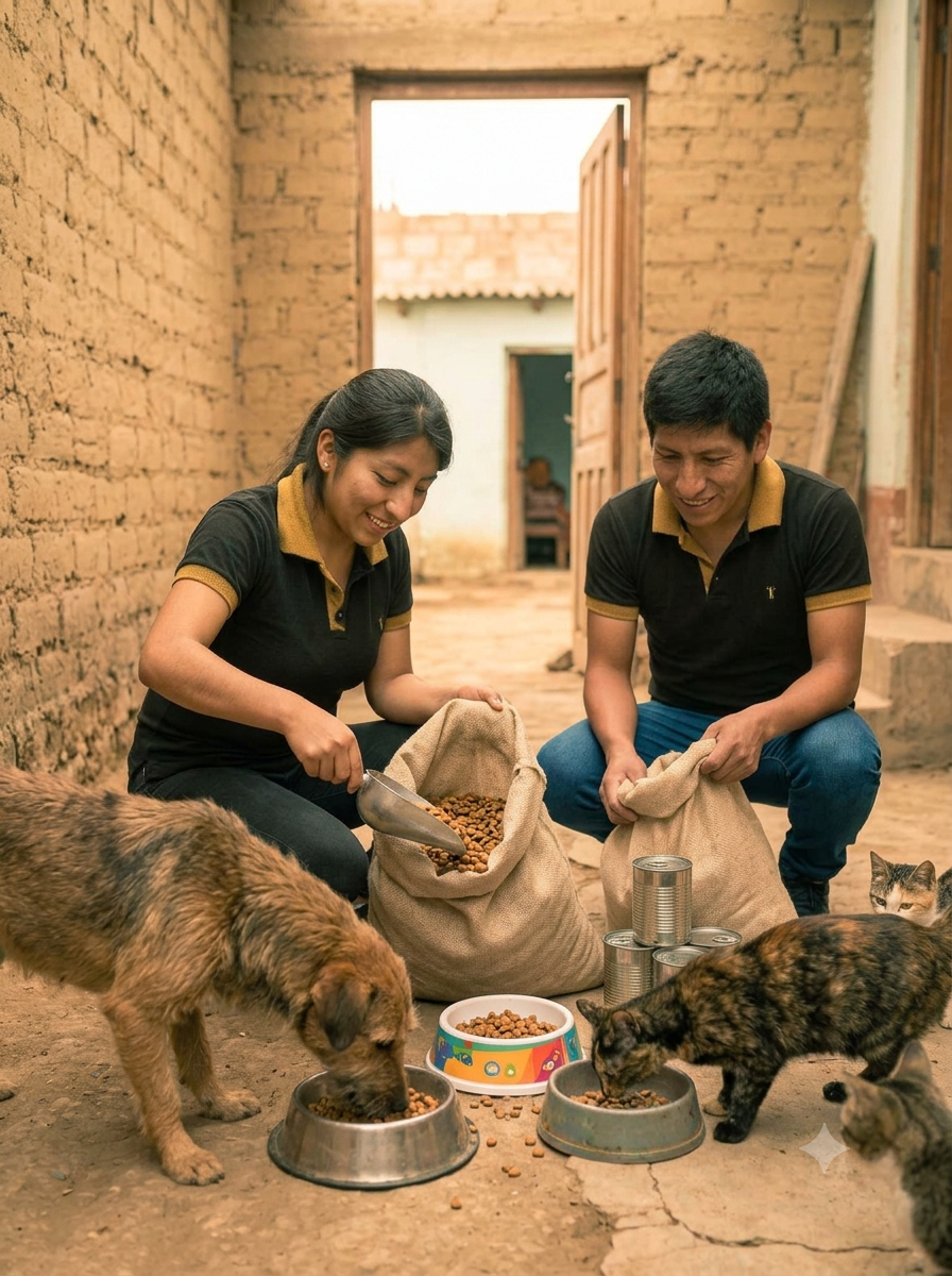 Alimento para mascotas sellado listo para donar
