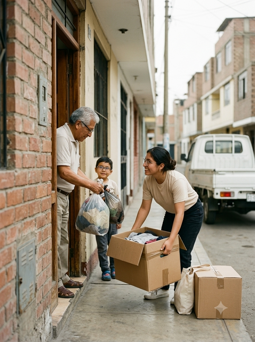 Movilidad de Dar es Dar recogiendo donaciones a domicilio en Lima